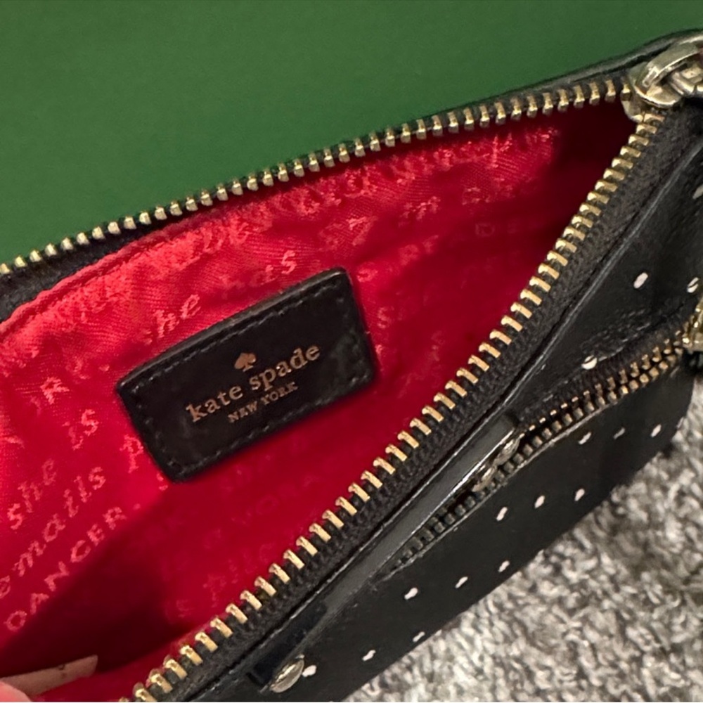 Kate Spade Black and White Polka Dot Wristlet with Storybook Lining - Picture 5 of 9